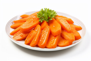 Sliced ​​fresh carrots on a white background