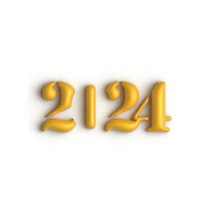 3d unique 2024 new year number concept