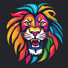 Obraz premium A bold and colorful lion logo design, symbol, icon, king, logo, lion, emblem, sign, AI Generative