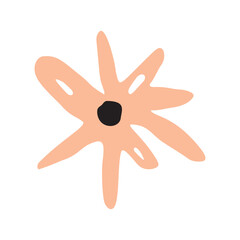 Midcentury modern whimsical floral vector graphic motif illustration. Organic summer gender neutral 70s matisse illustration in groovy botanical playful style. 