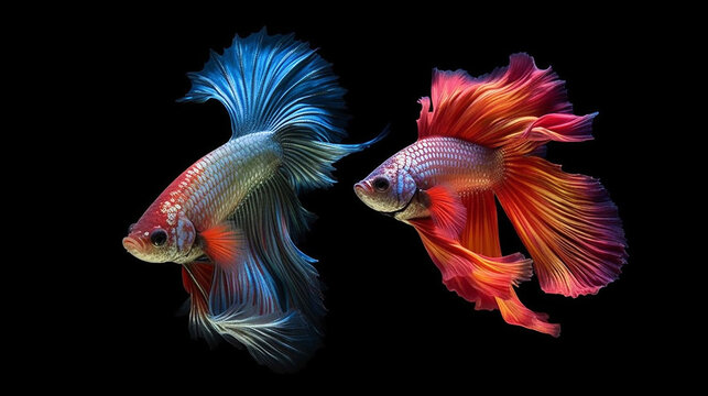 Multi color Siamese fighting fish Rosetail halfmoon ,fighting fish,Betta splendens,on nature background