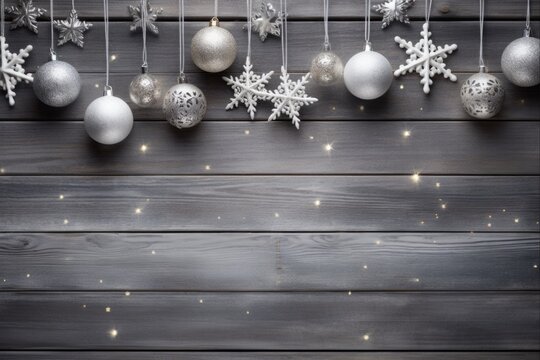 Christmas Decoration Background. Handcrafted Wooden Christmas Decorations on Old White Background. Winter Space.