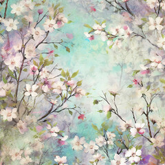 Spring flowers scrapbook paper design background