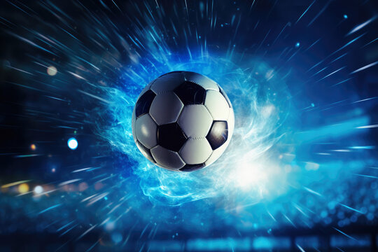 Football in Goal with blure backgrounf