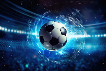 Naklejka premium Football in Goal with blure backgrounf