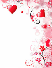 Valentine's Day background with red hearts and copy space