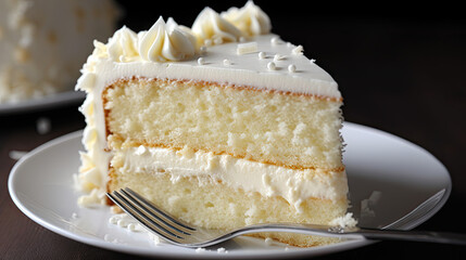 Slice of Layered Vanilla Cake