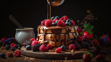 Sweet Indulgence: Berry-Loaded Waffle Cake