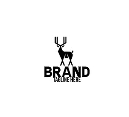 deer vintage logo template vector black and white