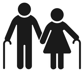 Seniors symbol. Old man and woman black figures