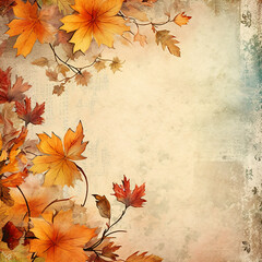 Naklejka na ściany i meble Autumn leaves scrapbook paper design background