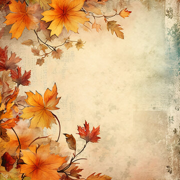 Autumn leaves scrapbook paper design background