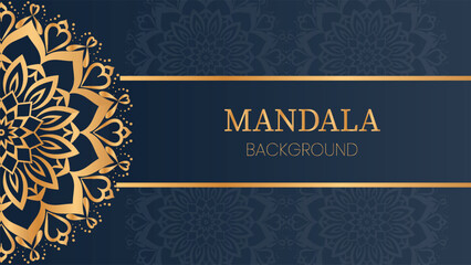 Elegant Floral Mandala on Blue and gold