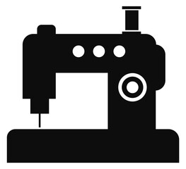 Sewing machine black icon. Seamstress or tailor symbol