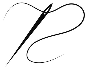 Needle with thread black icon. Sewing symbol - obrazy, fototapety, plakaty