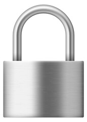 Closed steel lock realistic mockup. Metallic padlock © MicroOne