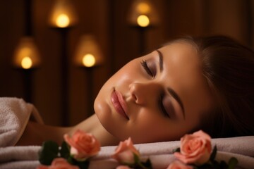 Obraz na płótnie Canvas Woman enjoying a relaxing spa massage session.