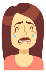 Crying woman portrait. Sad character in tears. Emotional person