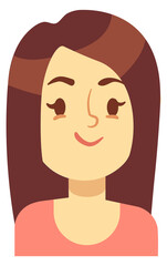 Smiling woman avatar. Cartoon female character portrait