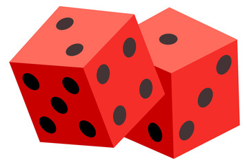 Red dice pair. Luck symbol. Random icon
