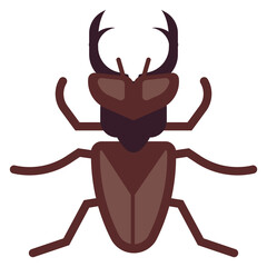 Horned bug flat icon. Rhino beetle symbol