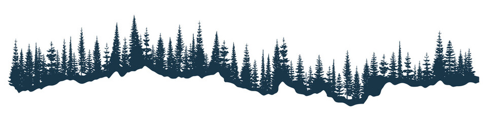 Coniferous forest, natural border, isolated on white background © Valerii