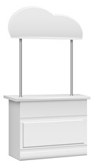 Promo stall mockup. Business presentation white stand