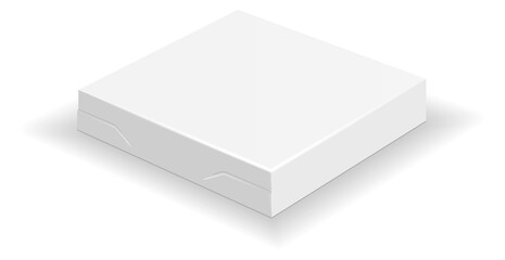 Closed pizza box mockup. White cardboard package