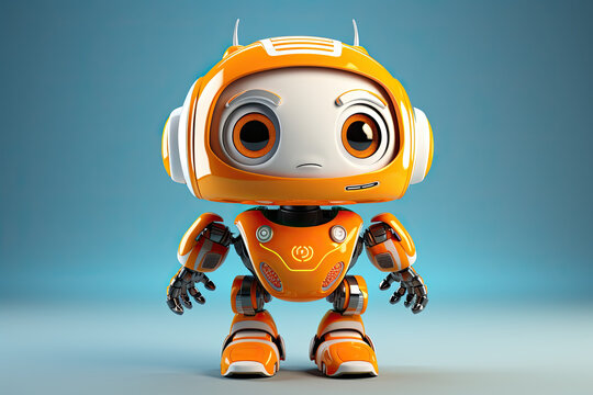 Cute 3d robot cartoon character