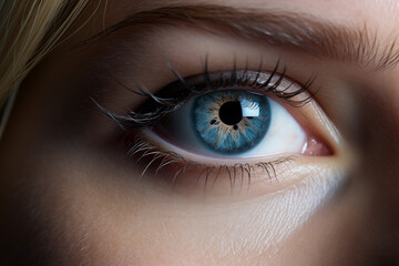 Naklejka premium Explore the essence of a woman's eye in her 20s – a natural canvas revealing the timeless beauty of simplicity and gracefully shaped eyebrows.