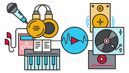 Audio devices concept. Listening music records icon