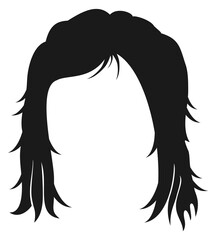 Female hairstyle. Black long hair. Haircut icon