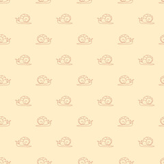 Seamless vector pattern with cute Snails