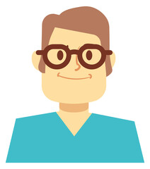 Medical man avatar. Doctor in glasses head portrait