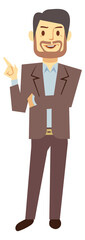 Businessman pointing finger. Office manager cartoon character