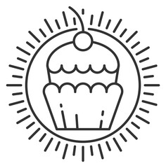 Cupcake logo. Thin line sweet pastry icon