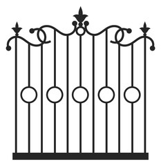 Vintage street fence. Thin iron forged gate