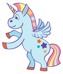Funny unicorn. Fantasy animal. Magic fairytale creature