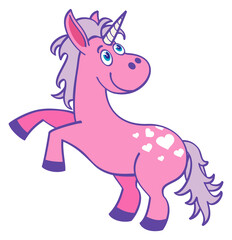 Pink unicorn. Cute magic creature. Fairytale character