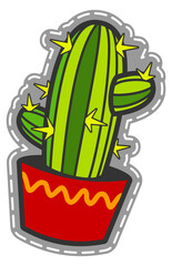 Cactus patch. Funny succulent. Color houseplant sticker