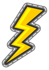 Yellow lightning patch. Electric energy. Thunderstorm sticker