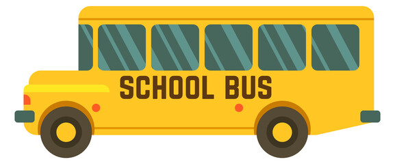 School bus icon. Yellow passenger transport symbol