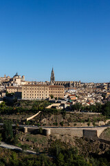 Fototapeta na wymiar Cityscape from distance to the old city of Toledo, Spain