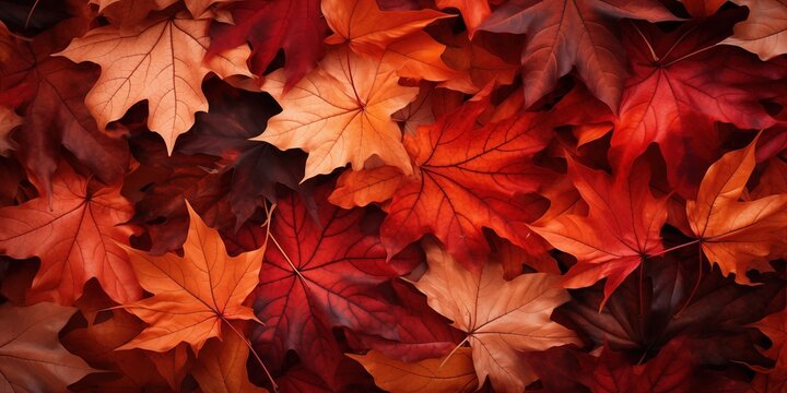 Autumn colorful leaves background, Falling leaves natural background, generative ai