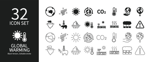 Icon set related to global warming