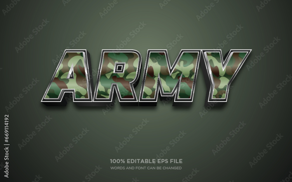 Fototapete army 3d editable text style effect