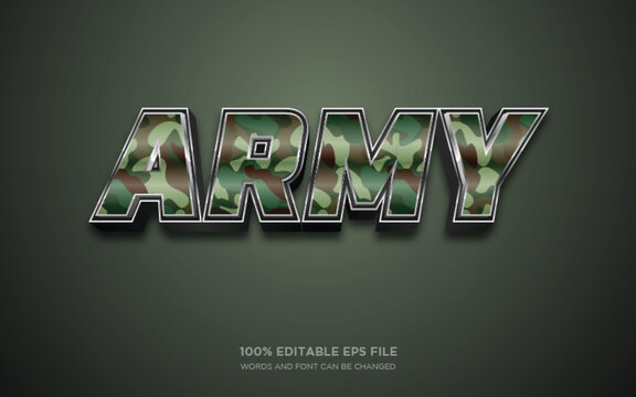 Army 3D editable text style effect