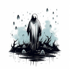 Unique Hand-Drawn Halloween Ghost