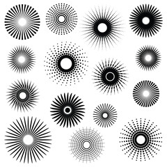 Circle geometric shapes, set of circles of different textures, vector design, grayscale