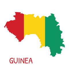 Guinea National Flag Shaped as Country Map